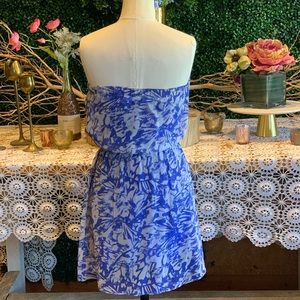 Periwinkle Strapless Floral Dress